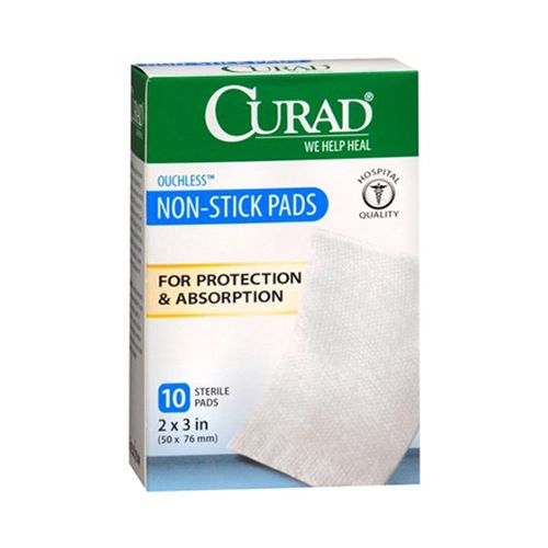 Curad Small Non-Stick Pads For Wound Protection and Absorption 2 X 3 10 Count Box