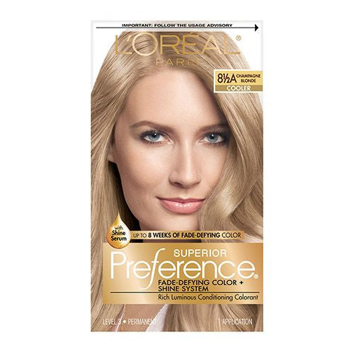 L Oreal Paris Superior Preference Fade-Defying Shine Permanent Hair Color 8.5A Champagne Blonde 1 Kit