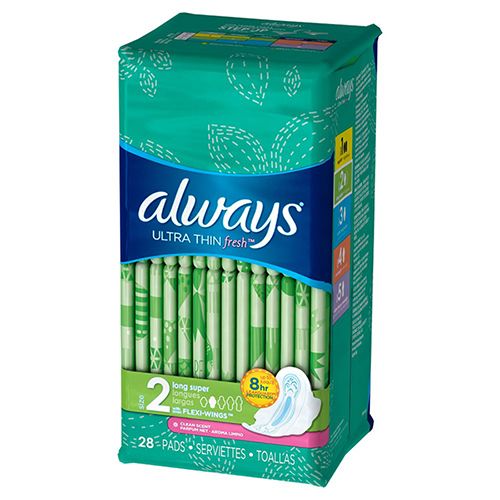 Always Ultra Thin Super Pads with Wings Scented 28 Ct
