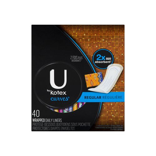 U by Kotex Balance Wrapped Panty Liners Regular Length 40 Count