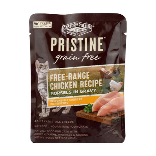 Castor & Pollux - Pristine Grain Free Wet Cat Food Morsels in Gravy Free Range Chicken Recipe - 3 oz.