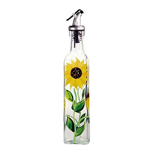 Grant Howard Pro Series 8 Ounce Glass Oil Vinegar Cruet Bottle Green and Silver