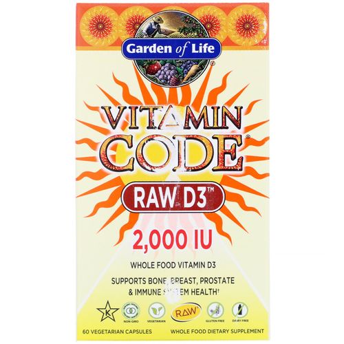 Vitamin Code RAW D3 50 mcg (2 000 IU) 60 Vegetarian Capsules Garden of Life
