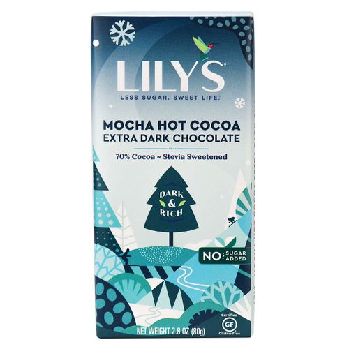 LILY S No Sugar Added Mocha Hot Cocoa Extra Dark Chocolate Bar 2.8 oz