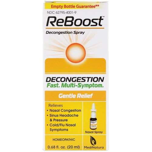 MediNatura ReBoost Decongestion Nasal Spray Homeopathic 0.68oz Spray