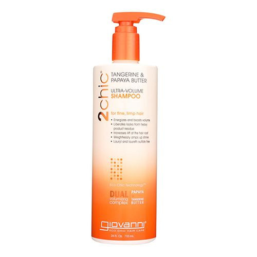 GIOVANNI 2chic Ultra Volume Shampoo 24 oz for Fine Hair Tangerine Papaya Butter
