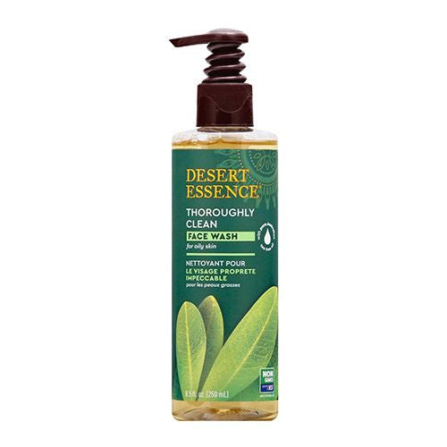 Desert Essence Thoroughly Clean Face Wash for Oily Skin 8.5 fl. oz - Gluten Free Vegan Non-GMO - Daily Use Cleanser with Tea Tree Oil Organic Lavender and Chamomile