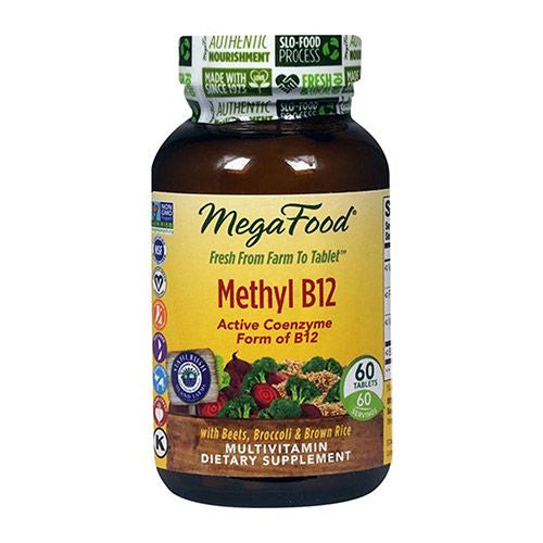 MegaFood Methyl B12 Helps Maintain a Healthy Heart and Homocysteine Levels Multivitamin Supplement Gluten Free Vegan 60 Tablets (60 Servings)