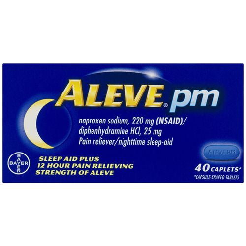 Aleve PM Pain Reliever/Nighttime Sleep Aid Naproxen Sodium Caplets 220 mg 40 ct