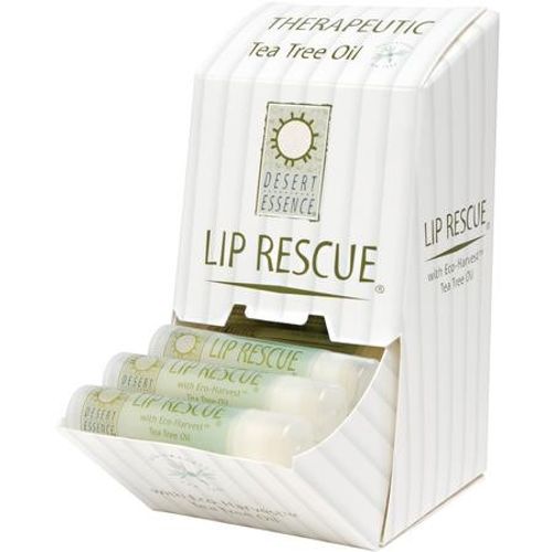 Desert Essence Theraputic Tea Tree Oil Lip Rescue 0.35 oz. - Gluten Free - Vegan - Cruelty Free - Tea Tree Oil Aloe & Vitamin E - Relieves Dry Cracked Lips while Cooling