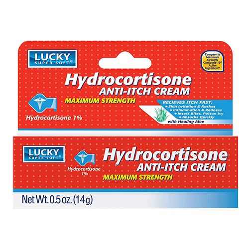 Lucky Super Soft Hydrocortisone Anti-Itch Cream. Itch Rash and Irritation Relief Medication. For External Use Only. 0.5 Oz / 14 g