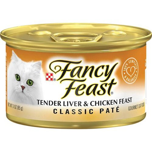 Fancy Feast Liver & Chicken Pate Wet Cat Food  Grain Free   3 oz Can
