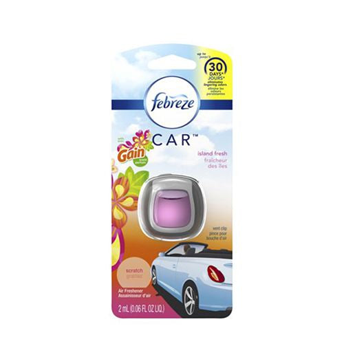 Febreze Car Odor-Fighting Air Freshener Vent Clip with Gain Scent Island Fresh 1 count