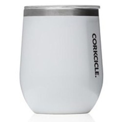 Corkcicle 12 oz Stemless Wine Glass  Triple Insulated Stainless Steel  Gloss White