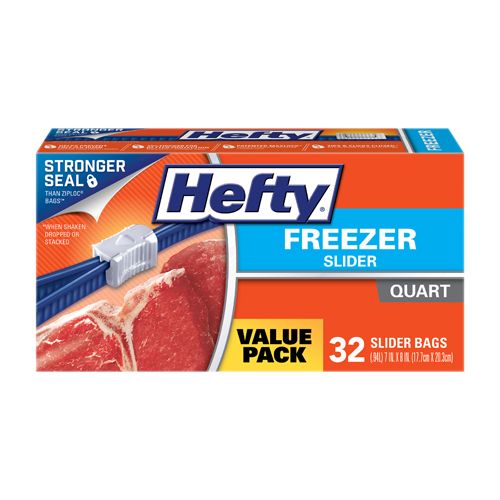 Hefty Quart Freezer Storage Slider Bags - 35ct