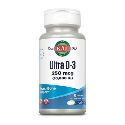 KAL Ultra Vitamin D-3 10000 IU | Liquid-Fill ActivGels | Healthy Immune Function & Bone Support | No Soy | 90 Softgels