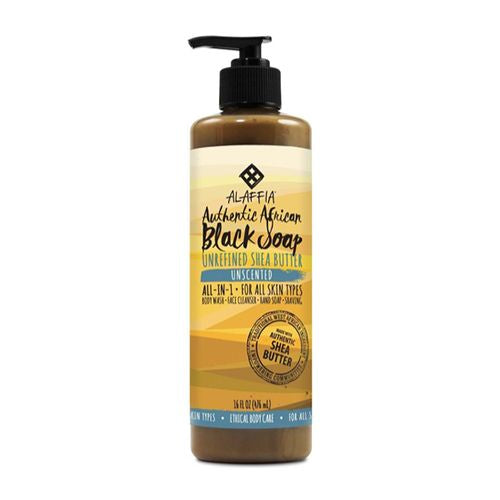 Alaffia Authentic African Black Soap Unscented 16 oz