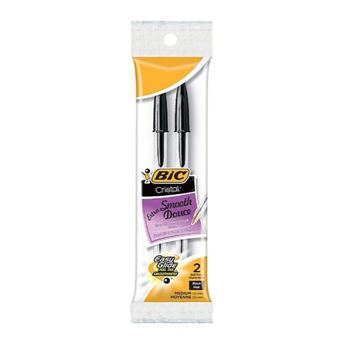 BIC Cristal Xtra Smooth Ball Pens Medium Point (1.0mm) Black 2 Count