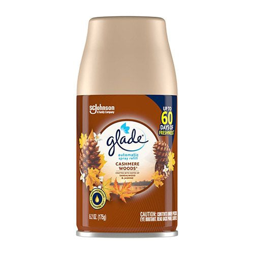 Glade Automatic Spray Refill 1 CT Cashmere Woods 6.2 OZ. Total Air Freshener Infused with Essential Oils
