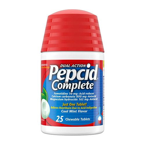 Pepcid Complete Acid Reducer + Antacid Chewable Tablets Mint 25 ct