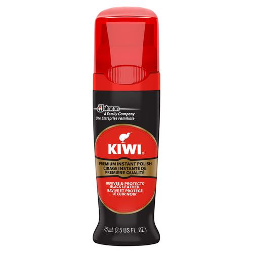 KIWI Instant Shine & Protect  Black Liquid Shoe Polish  2.5 oz (1 Bottle with Sponge Applicator)
