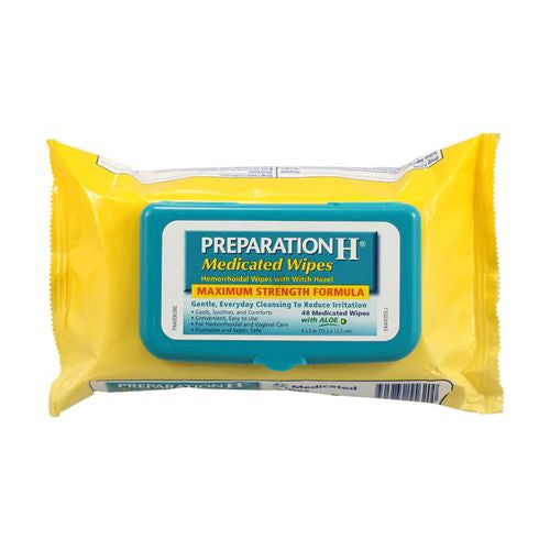 Preparation H Witch Hazel Flushable Medicated Wipes for Hemorrhoid Relief 48 Count