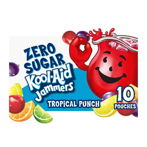 Kool-Aid Jammers Flavored Drink, Zero Sugar Tropical Punch, 10 ct - Pouches, 60.0 fl oz Box