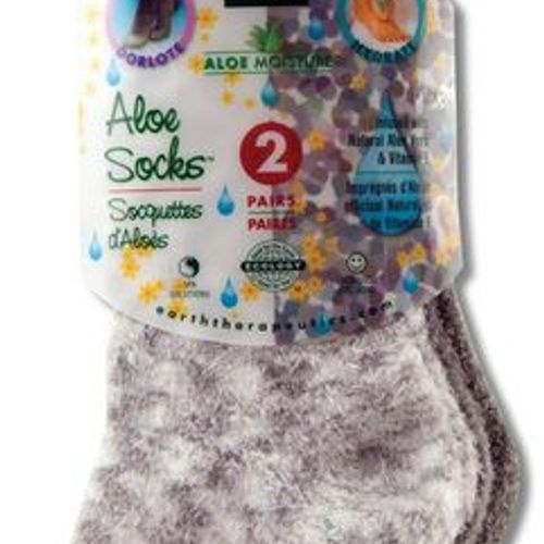Earth Therapeutics 235961 Foot Therapy Aloe Socks Grey 2 pack