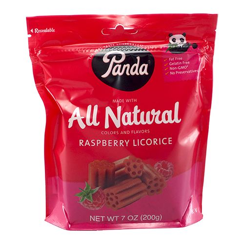 PANDA, THE REAL TASTE OF LICORICE, ALL NATURAL RASPBERRY LICORICE, RASPBERRY