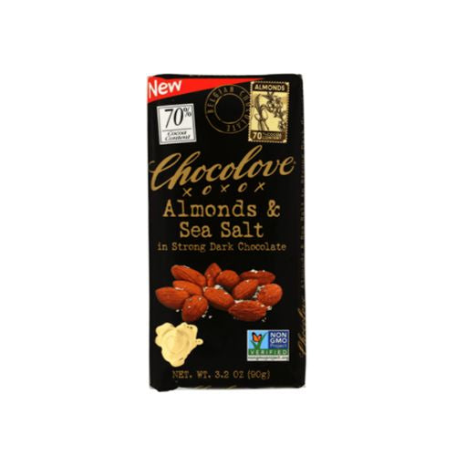 ALMONDS & SEA SALT IN STRONG DARK CHOCOLATE, ALMONDS & SEA SALT