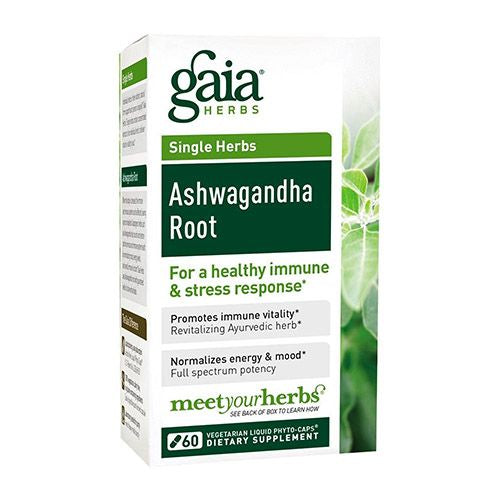 Gaia Herbs Ashwagandha Root - Made with Organic Ashwagandha Root to Help Support a Healthy Response to Stress the Immune System and Restful Sleep - 60 Vegan Liquid Phyto-Capsules (30-Day Supply)
