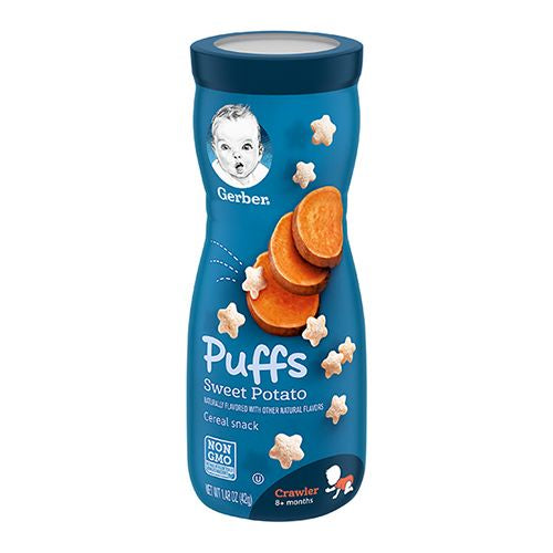 Gerber Snacks for Baby Grain & Grow Puffs Sweet Potato 1.48 oz Canister