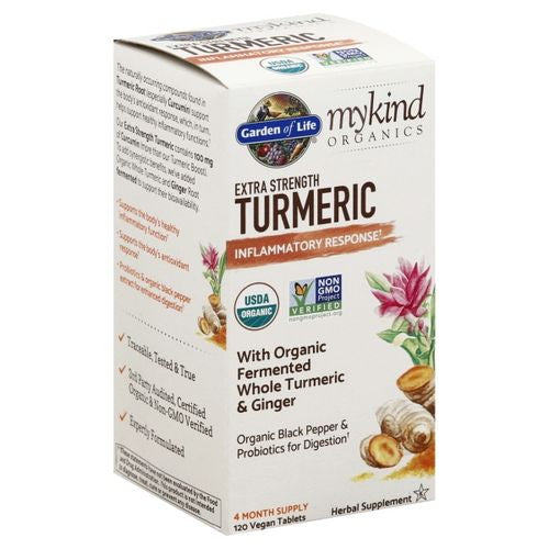MyKind Organics Extra Strength Turmeric Inflammatory Response 120 Vegan Tablets Garden of Life