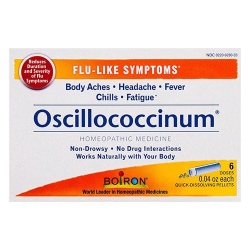 Boiron Oscillococcinum Unit Dose Homeopathic Medicine for Flu-Like Symptoms Body Aches Headache Fever Chills Fatigue 6 Doses