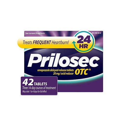 Prilosec OTC Heartburn Relief Omeprazole Over-the-Counter Medicine Acid Reducer Tablets 42 Ct