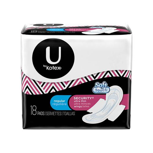 U by Kotex Security Ultra Thin Pads with Wings Regular Unscented 18 Count