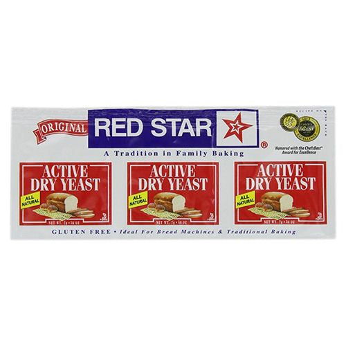 Red Star All Natural Active Dry Yeast, 3 - 0.25 oz Packets