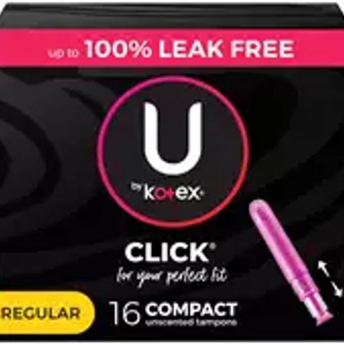 U by Kotex Click Compact Tampons  Regular  Unscented  16 Count