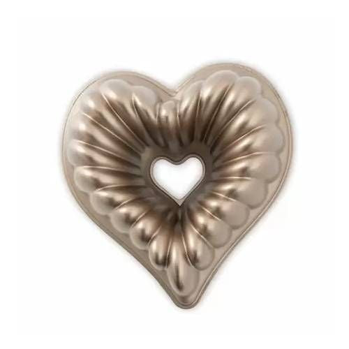 Nordic Ware Cast-Aluminum Elegant Heart Bundt Pan Toffee 10.5 x 10.9 x 3.6