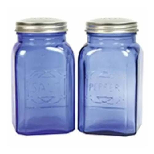 Retro Glass S&P Set - Blue
