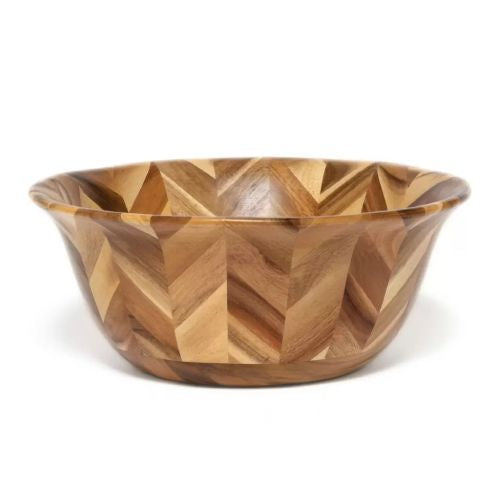 Lipper International Acacia Hand Pieced Herringbone Bowl