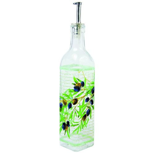 Grant Howard Olive Branch Oil and Vinegar Glass Cruet, 16 oz, Multicolored