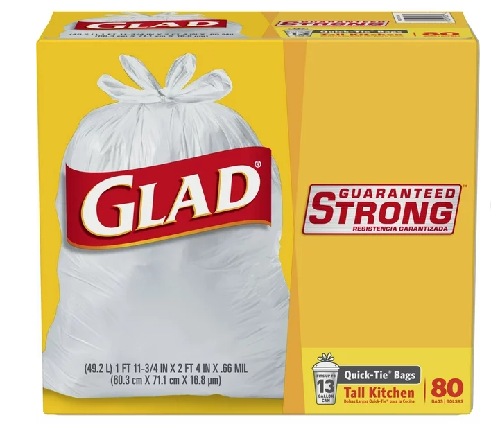 Glad® Tall Kitchen Quick-Tie® Trash Bags - 13 Gallon White Trash Bag – 80 Ct