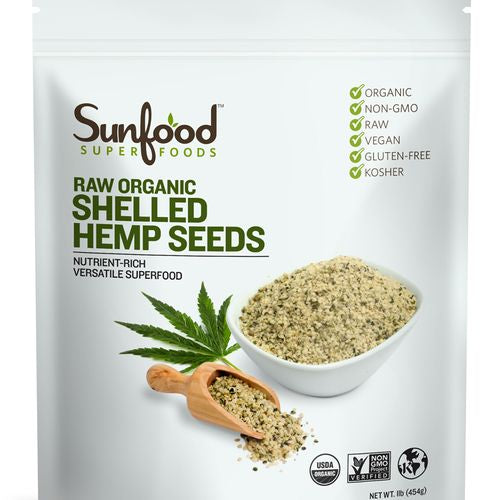 Sunfood Superfoods Organic Shelled Hemp Seeds, 1.0 Lb