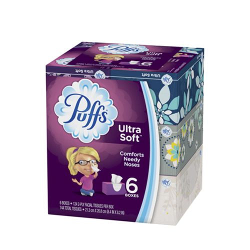 Puffs Ultra Soft Non-Lotion Facial Tissue, 1 Family Box, 124 Tissues