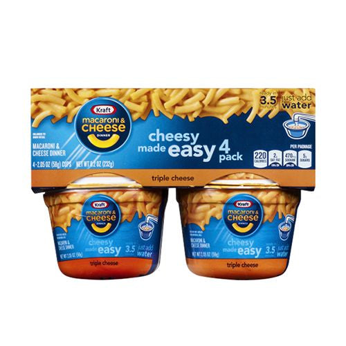 Kraft Triple Cheese Mac and Cheese Cups Easy Microwavable Dinner - 8.2oz/4ct