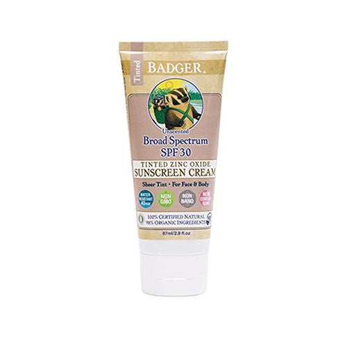 Badger Tinted Unscented SPF 30 Sunscreen / CREAM