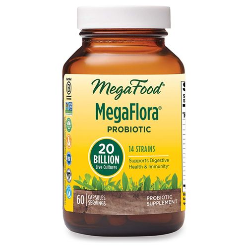 MegaFood  MegaFlora  Probiotic Supplement with 20 Billion CFU  60 servings (60 capsules)