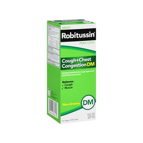 Robitussin Peak Cold Cough + Chest Congestion DM Non-Drowsy Liquid, 8 fl Oz