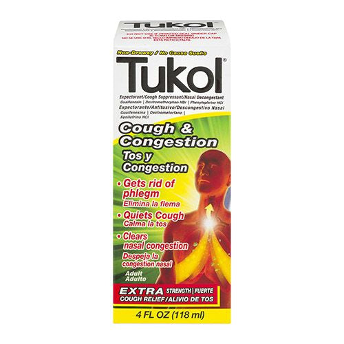 TUKOL Cough & Congestion Treatment, Cough Suppressant and Nasal Decongestant, Multi-Symptom Cold Relief Syrup, 4 fl oz (B00OD7HP22)